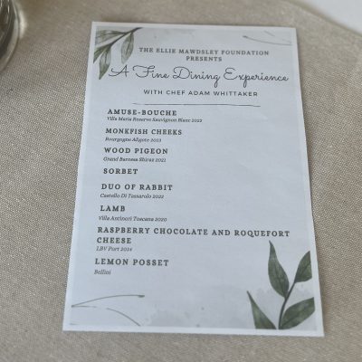 Fine dining experience menu